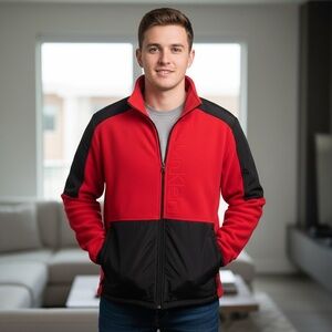 Calvin Klein Vibrant Red & Black  Fleece Jacket Size XL